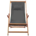 Chaise pliable de plage Tissu et cadre en bois Gris