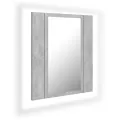 Armoire de salle de bain à miroir LED Gris béton Acrylique