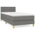 cadre de lit et matelas Gris foncé 90x190 cm Tissu
