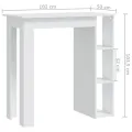 Table de bar avec étagère Blanc 102x50x103,5 cm Aggloméré