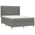 cadre de lit avec matelas Gris foncé 140x200cm Tissu