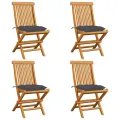 Chaises de jardin avec coussins anthracite 4 pcs Bois de teck