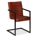 Chaises à manger lot de 2 marron cuir véritable