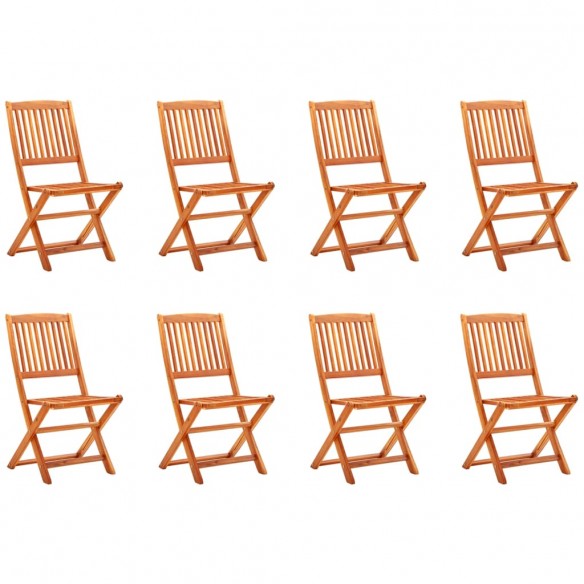 Chaises de jardin pliables 8 pcs Bois d'eucalyptus massif