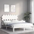 Cadre de lit avec tête de lit blanc 140x200 cm bois massif