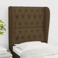 Tête de lit avec oreilles Marron foncé 83x23x118/128 cm Tissu