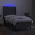 cadre de lit matelas LED Gris foncé 100x200 cm Tissu