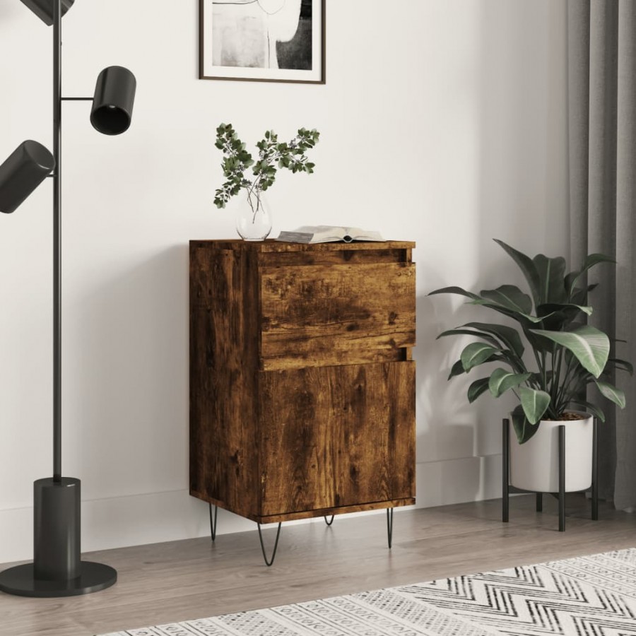 Buffet chêne fumé 40x35x70 cm bois d'ingénierie