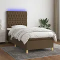 cadre de lit et matelas et LED Marron foncé 80x200cm