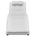 Chaise longue avec oreiller Blanc Similicuir