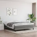 cadre de lit avec matelas Gris foncé 180x200cm Tissu