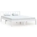 Cadre de lit Blanc Bois de pin massif 120x200 cm