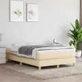cadre de lit avec matelas Crème 120x200 cm Tissu