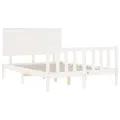 Cadre de lit avec tête de lit blanc 140x200 cm bois massif