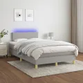 cadre de lit matelas LED Gris clair 120x200 cm Tissu