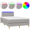 cadre de lit matelas LED Gris clair 120x200 cm Tissu