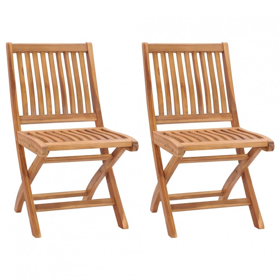 Chaises de jardin pliables 2 pcs Bois de teck massif