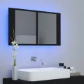 Armoire à miroir de salle de bain LED Noir 80x12x45 Acrylique