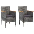 Chaises de salle à manger de jardin 2 pcs Résine tressée Gris