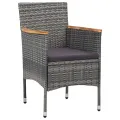 Chaises de salle à manger de jardin 2 pcs Résine tressée Gris
