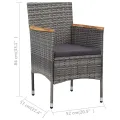 Chaises de salle à manger de jardin 2 pcs Résine tressée Gris