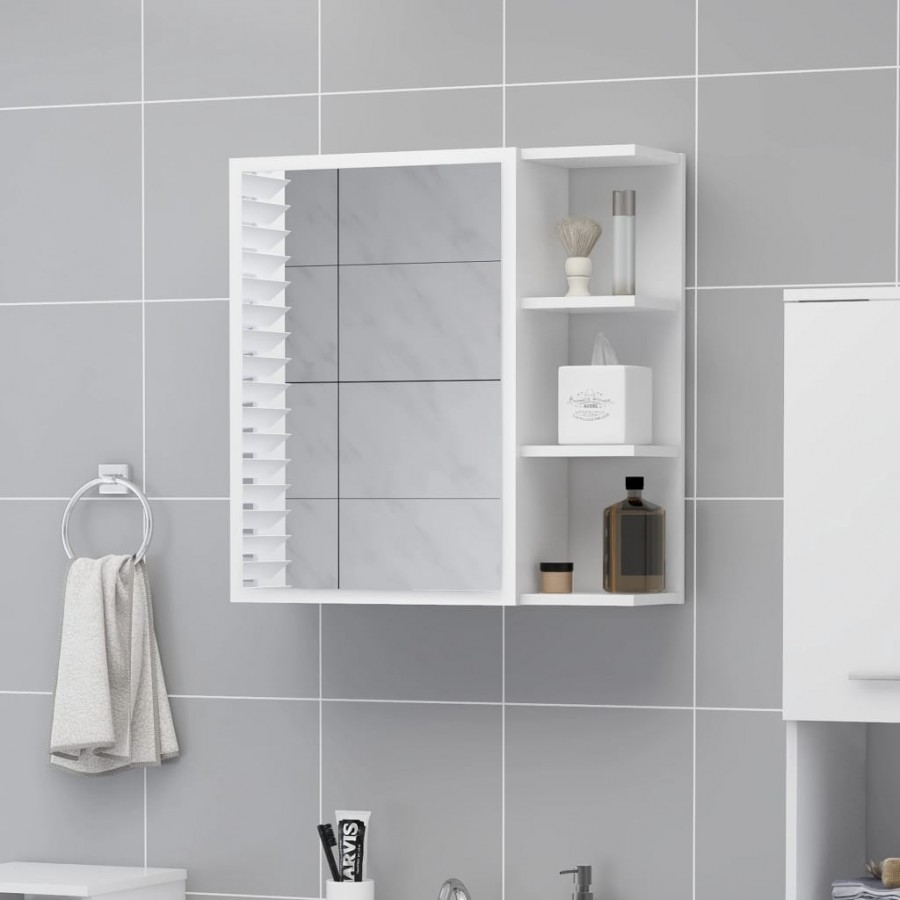 Armoire à miroir de bain Blanc 62,5x20,5x64 cm Aggloméré