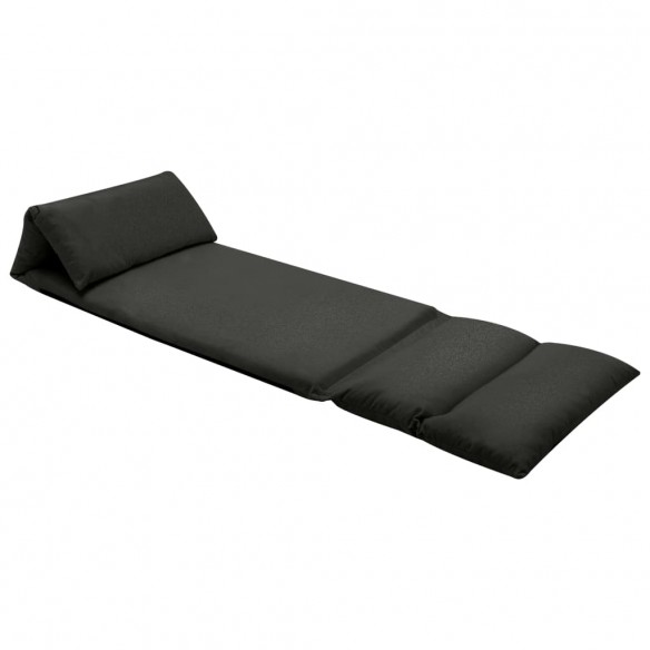 Chaise pliable de sol Noir Microfibre