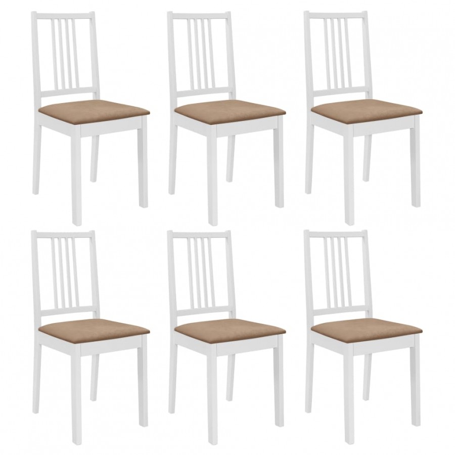 Chaises à manger avec coussins lot de 6 blanc bois solide