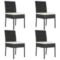 Chaises de salle à manger de jardin 4 pcs Résine tressée Noir