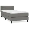 cadre de lit et matelas Gris foncé 90x190 cm Tissu