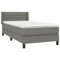 cadre de lit et matelas Gris foncé 90x190 cm Tissu