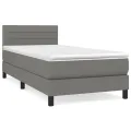 cadre de lit et matelas Gris foncé 90x190 cm Tissu