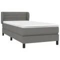 cadre de lit et matelas Gris foncé 90x190 cm Tissu