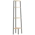 Étagère d'angle 4 niveaux Marron clair et noir 45,5x31,5x150 cm