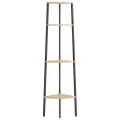 Étagère d'angle 4 niveaux Marron clair et noir 45,5x31,5x150 cm