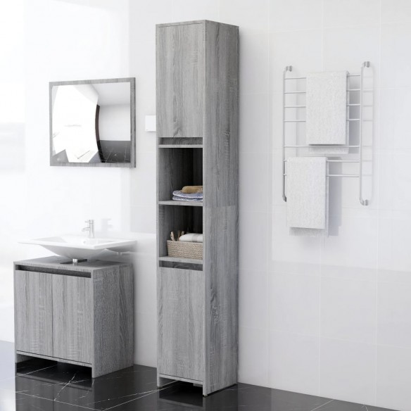 Armoire de bain Sonoma gris 30x30x183,5 cm Bois d'ingénierie