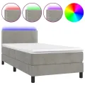 cadre de lit avec matelas LED Gris clair 100x200 cm