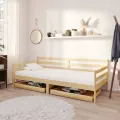 Lit de repos avec tiroirs 90x200 cm Bois de pin massif