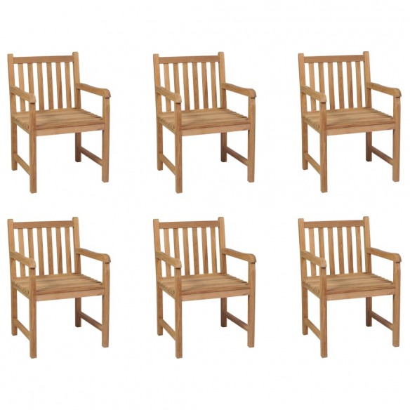 Chaises d'extérieur 6 pcs Bois de teck solide