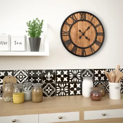 Horloge murale vintage à quartz Bois et métal 60 cm XXL 2