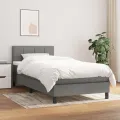 cadre de lit et matelas Gris foncé 90x190 cm Tissu
