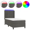cadre de lit matelas et LED Gris foncé 100x200 cm