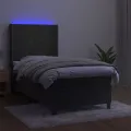cadre de lit matelas et LED Gris foncé 100x200 cm