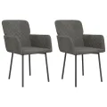 Chaises à manger lot de 2 Gris foncé Velours