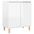 Buffet avec pieds en bois Blanc brillant 60x35x70 cm Aggloméré