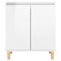 Buffet avec pieds en bois Blanc brillant 60x35x70 cm Aggloméré