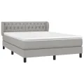 cadre de lit avec matelas Gris clair 140x200cm Tissu