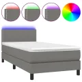 cadre de lit avec matelas et LED Gris foncé 90x190cm