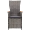 Chaise inclinable de jardin 2pc et coussins Résine tressée Gris