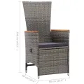 Chaise inclinable de jardin 2pc et coussins Résine tressée Gris